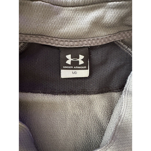 Under Armour Sweatshirt Mens Medium Grey Quarter Zip Mock Neck Golf Athletic - Picture 10 of 15